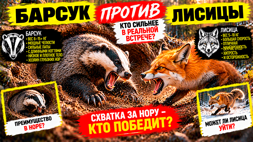 Барсук против лисицы – кто сильнее и кому достанется нора