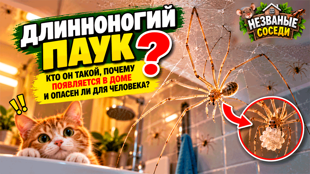 Длинноногий паук висит под потолком – кто он такой и действительно ли опасен для человека?