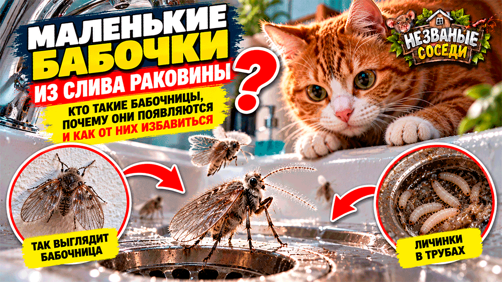 Маленькие бабочки вылетают из слива раковины – кто такие бабочницы и почему они выбирают канализацию?