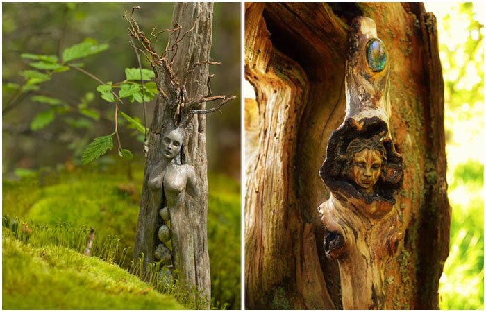 Души внутри деревьев: потрясающие скульптуры из обычных коряг